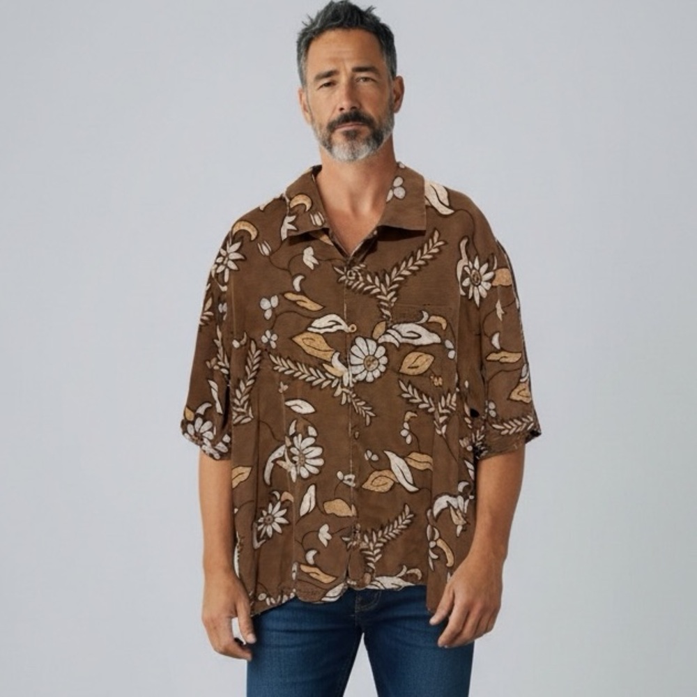 Tommy Bahama Vintage Vines Silk Floral Hawaiian Camp Short Sleeve Shirt Size XL